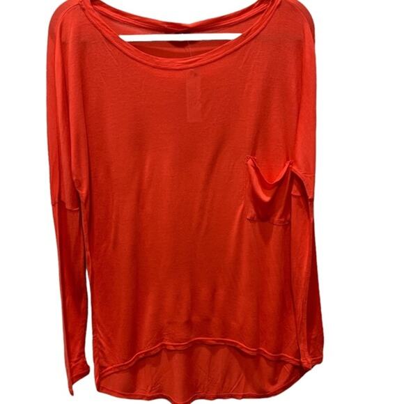 NEW La made tee orange long sleeve high low front pockets size XS - Picture 3 of 13